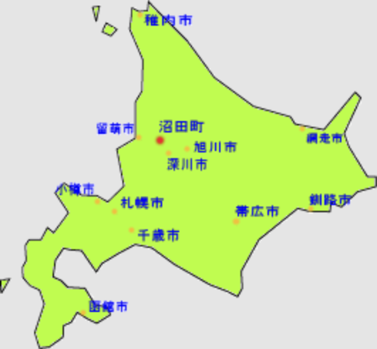 北海道における沼田町の位置